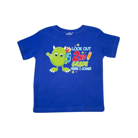 

Inktastic Look out 2nd Grade Here I Come with Cute Green Monster Gift Toddler Boy or Toddler Girl T-Shirt