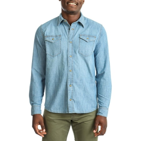 Wrangler Men's Premium Slim Fit Denim Shirt (Best Slim Fit T Shirts For Men)