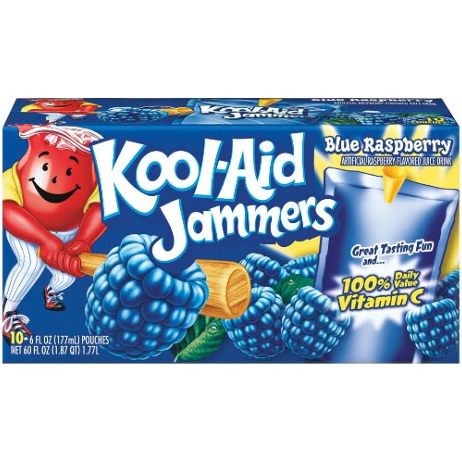 KoolAid Blue Raspberry Jammers, 10Count, 6Ounce Pouches (Pack Of 4