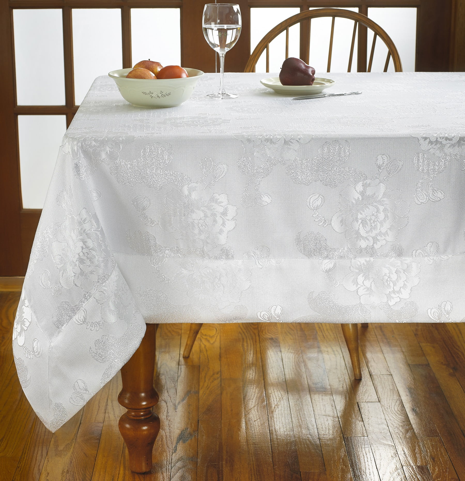 Elegant Premium Damask Design Tablecloths - In White - Walmart.com ...