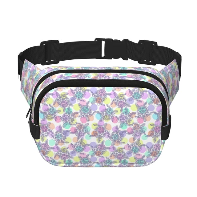 Fotbe Sea Turtles Cangurera Cuadrada con Estampado de Doble Capa, Bolsa de Cintura Ajustable Mini para Hombres y Mujeres