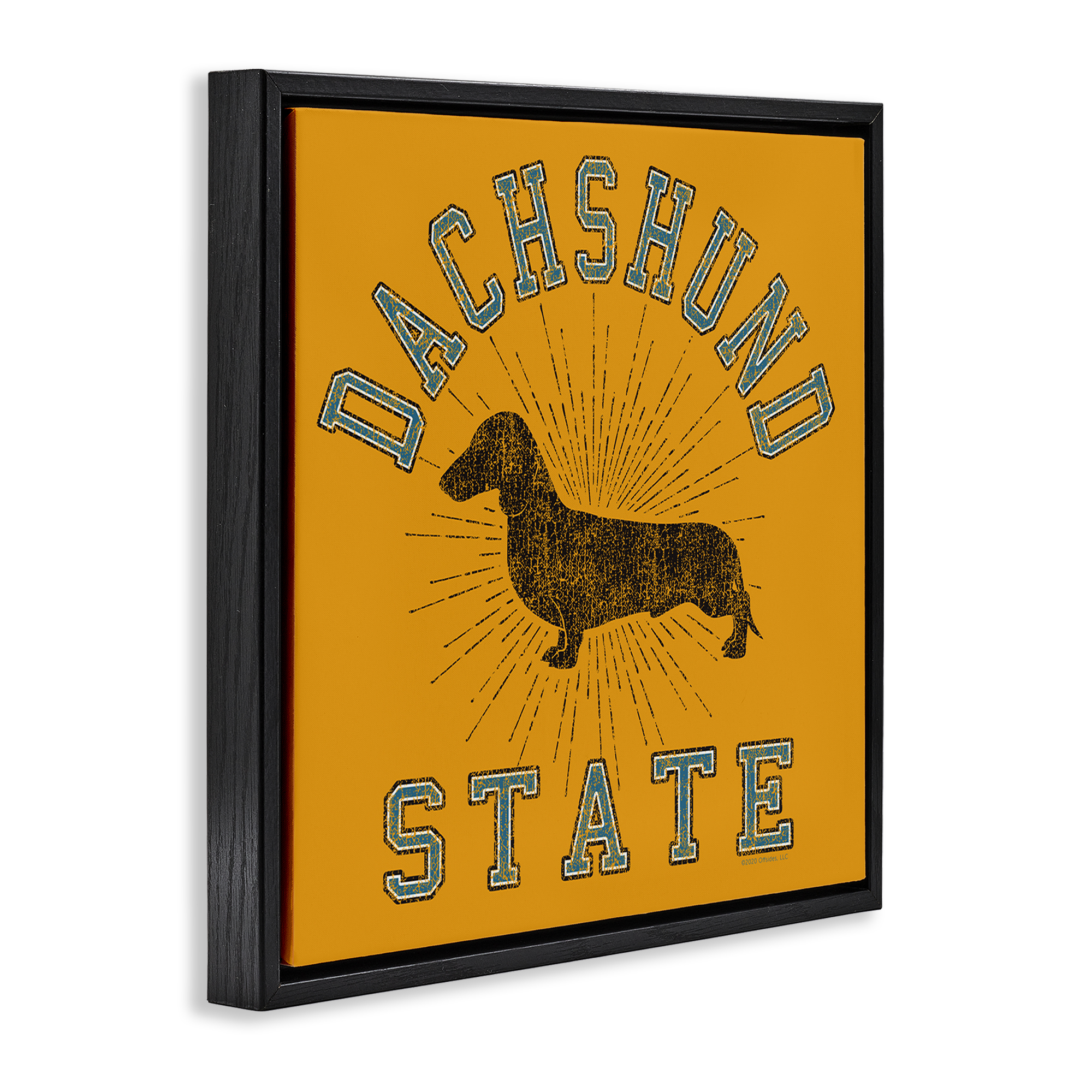 Stupell Industries Vintage Dachshund State Novelty & Humor Painting Black Floater Framed Canvas Art Print Wall Art, 18 x 18