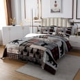 thumbnail image 2 of Hunting Deer Bear Coverlet Set King, Rustic Elk Woodland Animal Bedspread Set Farmhouse Cabin Lodge Decor, Retro Quilt Set Red Black Buffalo Plaid Bedding Set, Grey, 2 of 2