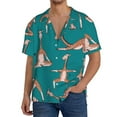 thumbnail image 3 of Naloa Giraffes Doing Various Yoga Men's Loose Fit Cuban Collar Short-Sleeve Shirt with Button-down and Chest Pocket for Everyday Wear Outings - 3X-Large, 3 of 7