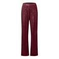 thumbnail image 4 of EDFBUYKRS Female Women Pants Casual Cargo Pants Women Tall 34-36 Inseam Women's Party Sequin Elastic Waist Slim Fit Elastic Flare Pants Fashion Solid Color Pants L, 4 of 5