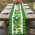 thumbnail image 4 of St. Patrick's Day Table Runner - 90 Inch Long Lucky Shamrock Grasses Green Plaid Cotton and Linen Blended Dress Scarves Farmhouse Table Runner for Kitchen Dining, Coffee Table, 13" x 90", 4 of 8