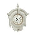 thumbnail image 2 of Decmode 33.5” x 44” Large Antique Light Gray Wood Round Wall Clock w/ Arched Frame & Finials, 2 of 8