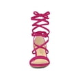 thumbnail image 2 of BLISSFUL STEP Sandales à Lacets à Bout Ouvert pour Femmes, Talons Blocs Moyens, Rose Vif, 9, 2 of 8