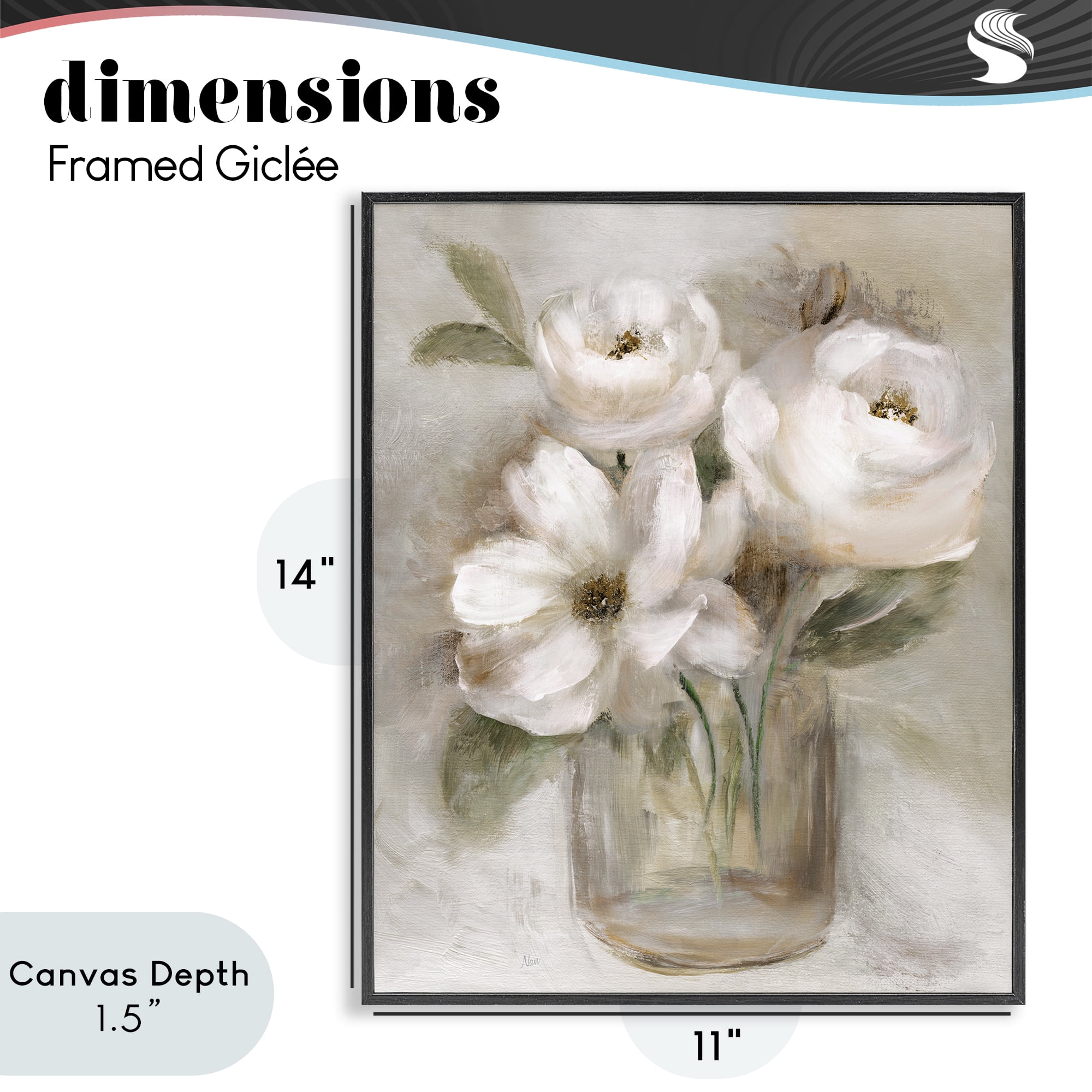 Stupell Industries Soft Brushstroke Roses Black Framed Giclee Art, design by Nan