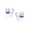 thumbnail image 2 of Bling Jewelry Womens Tiny Blue Crystal Accent Kitten Cat Stud Earrings .925 Sterling Silver, 2 of 5