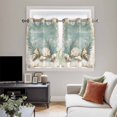 thumbnail image 5 of Teal Coastal Kitchen Curtains Short 45 Inch Length, Vintage Ocean Beach Shell Nautical Grommet Top Bedroom Living Room Curtains, Light Filtering Cafe Curtain Drapes 2 Panels Set 84''x45'', 5 of 9