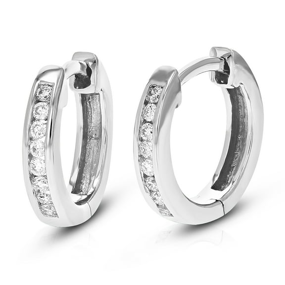 Vir Jewels 1/10 CTTW Lab Grown Diamond Hoop Earrings Sterling Silver Channel 2/5 Inch