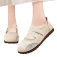 thumbnail image 2 of Domuza New Mary Jane Flats Shoes for Women Casual Hollow Out Knitted ,Fashion Comfortable Mesh Walking Beach Shoes Lightweight Breathable Slip-On Shoes Beige 7.5（EU-39）, 2 of 4