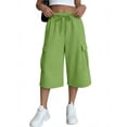thumbnail image 4 of Noric Women's High Waist Wide Leg Capri Pants Loose Fit Casual Drawstring Multi Pockets Lounge Pants, 4 of 7