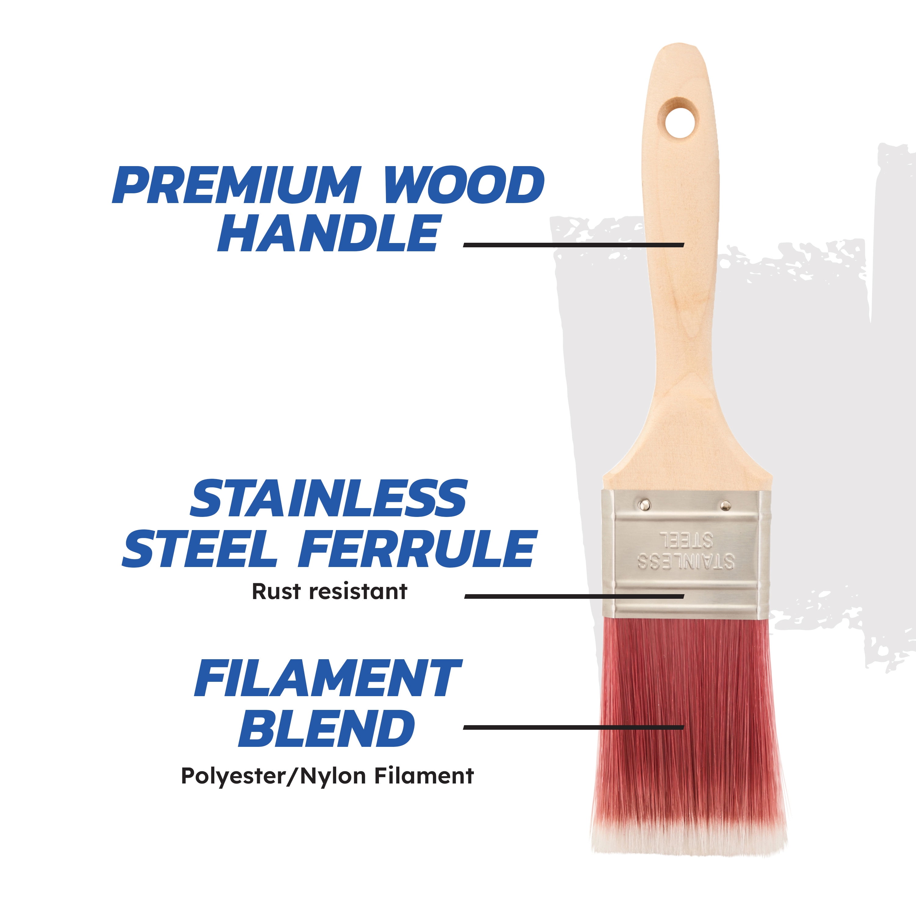 (2 pack) BEST 2" Polyester-Nylon Flat Brush