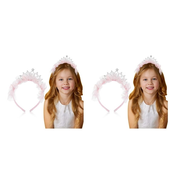 Masteelf 2pcs Crown Headband Princess Headband Crown Tiara Headband Birthday Crown Tiara Birthday Party Crown Girls Crown Decoration For Birthday Party