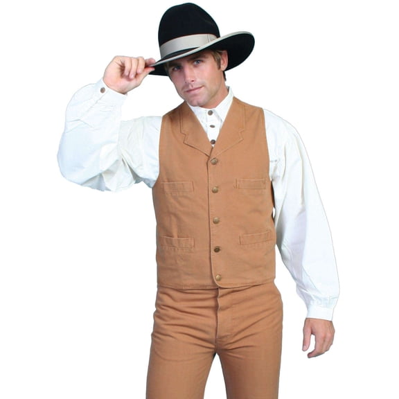 Scully Leather Brown Canvas Mens Vest