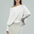 thumbnail image 7 of Sweaters For Women Asymmetric Draped Jumper Long Batwing Sleeve Off The Shoulder Slouchy Knit Pullover L Womens Sweaters, 7 of 7