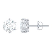 Rosec Jewels Certified Moissanite Solitaire Stud Earrings for Women (D-VS1 Quality, 6 mm), 925 Sterling Silver