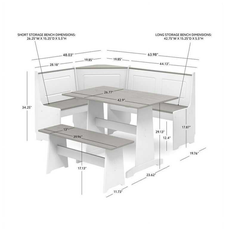  Linon Ardmore Kitchen Nook Set, White : Patio, Lawn & Garden