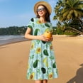 thumbnail image 4 of Balery Avocado Flowers And Leaves Pattern Womens Dresses Loose Short sleeve Sundresses Swimsuit Coverup 2025 Summer Casual Dress for Women - A-Line Swing Dress, 4 of 6