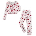 thumbnail image 4 of Bibifish Womens Pajama Set Cute Love Heart Print V Neck Tees And Long Pants Soft Breathable Stretch Comfortable Home Loungewear Set, 4 of 4