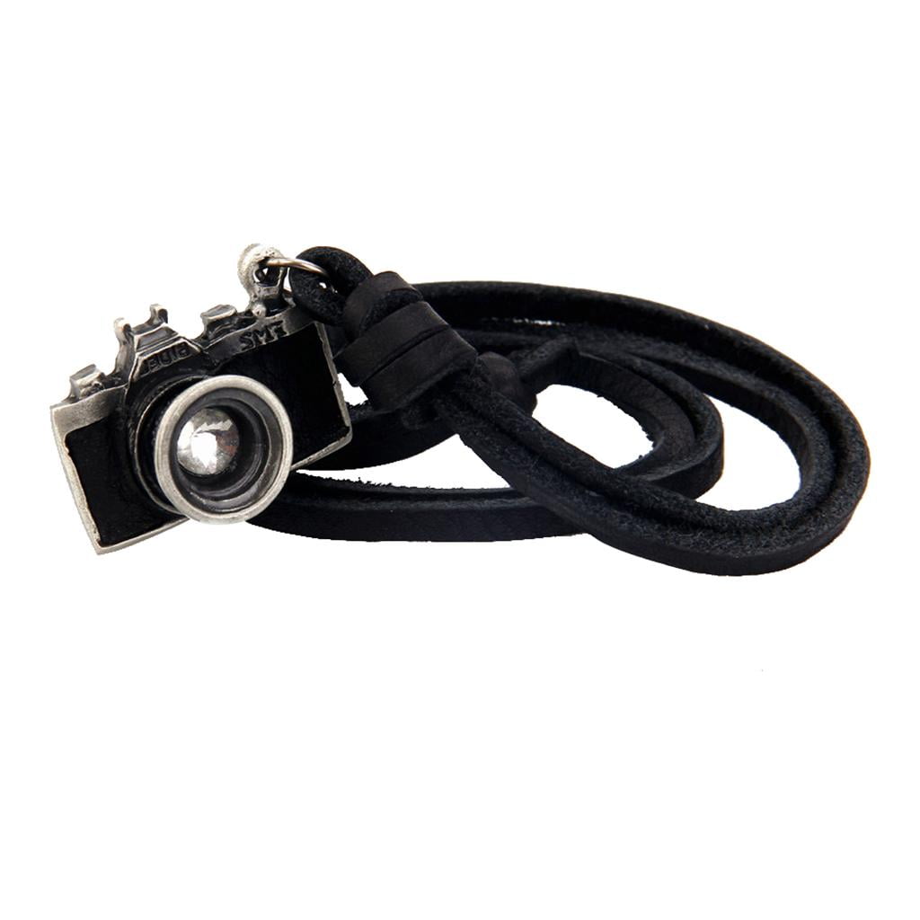 Collier Pendentif Appareil Photo Vintage – Cordon Noir, Pendentif Métal Bronze