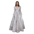 thumbnail image 2 of BAETEUY Women Evening Dress - Deep V Neck Lace Floral Embroideried Maxi Dress, 2 of 7
