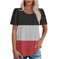 thumbnail image 1 of Plebaso Hauts pour Femmes Chemises à Œillets Manches Courtes T-Shirts Amples Col Rond Décontracté Blouses Tendance, 1 of 6