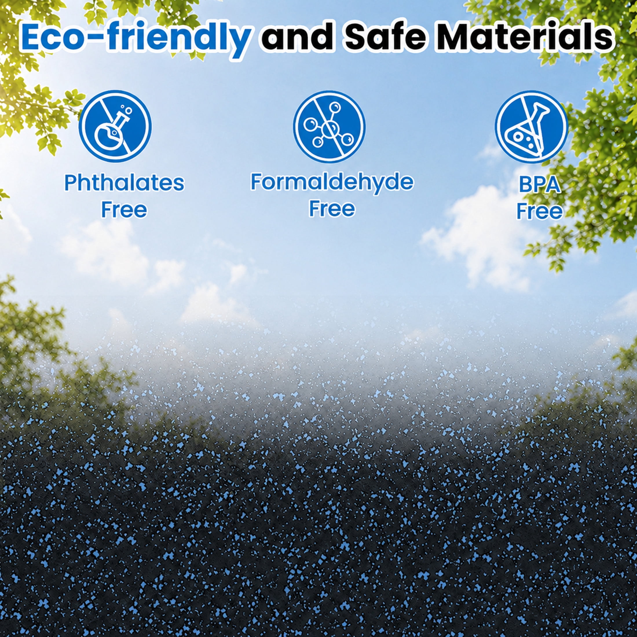 Noble House 0.6" Thick Interlocking Rubber Top & EVA Foam Floor Workout Mats for Gym, Yoga, 6 Tiles, Black & Blue