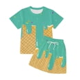 thumbnail image 3 of ibiyuan Summer Outfits For Girls Children's Casual Short Sleeve Playwear Set Comfortable Everyday Outfits for Girls and Boys Ages 3 to 13 Years,8-9 Years,Mint Green, 3 of 3