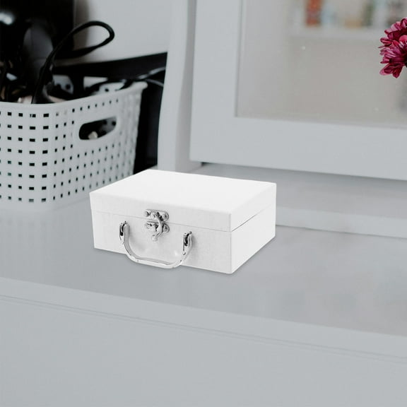 GOOHOCHY Small Handheld Suitcase Thickened Paper Storage Box for Stationery with Handle 1 Set Solid Color Paper Suitcase for Present Packing