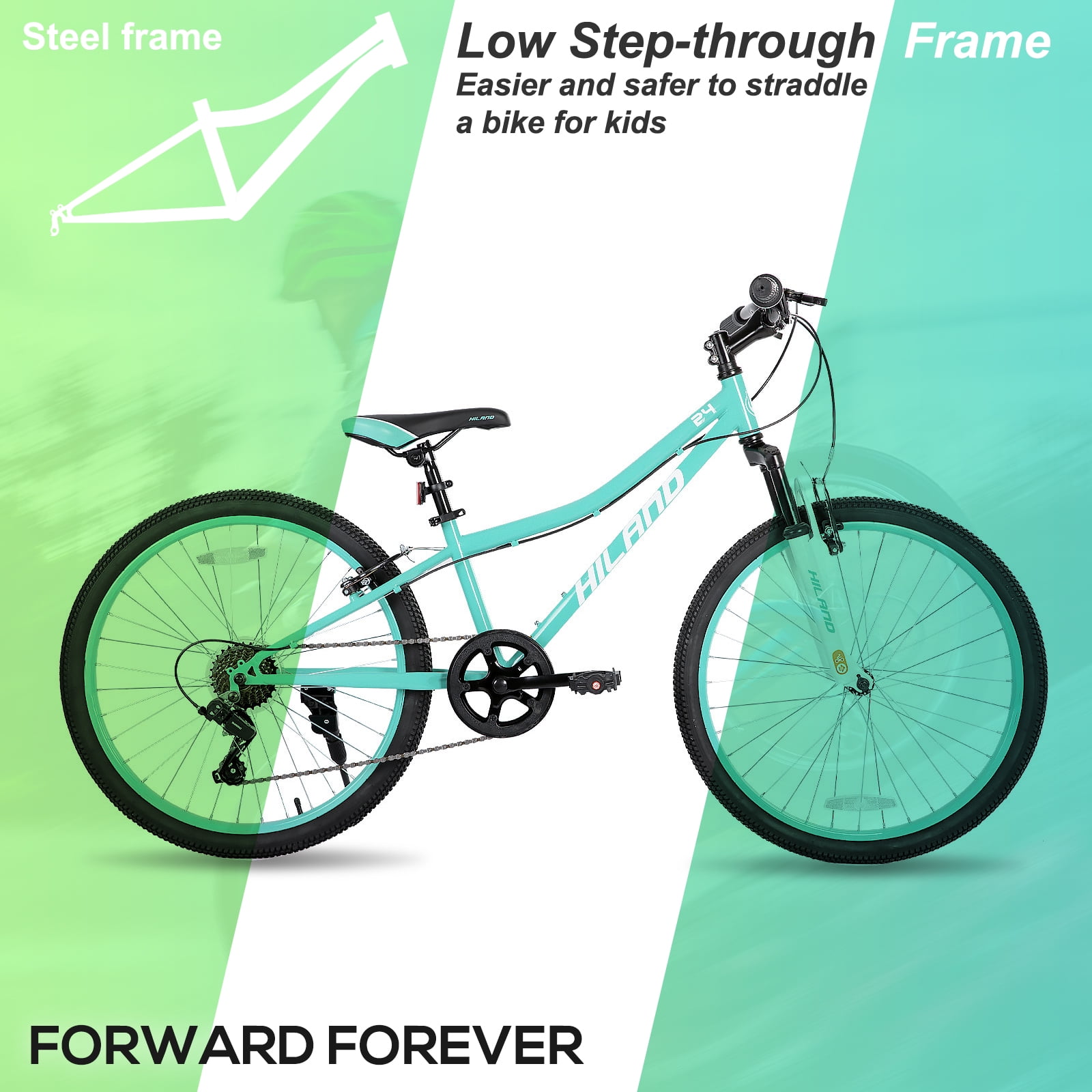 Hiland 24 Inch Mountain Bike, Front Suspension Fork Bicycles for Adults Multiple Colors