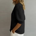 thumbnail image 4 of Womens Peter Pan Collar Button Down Shirt Puff Doll Half Sleeve Floral Tops Loose Fit Dressy Casual Office Going Out Shirts Black XL, 4 of 5