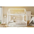 thumbnail image 5 of Harper & Bright Designs Full Size Upholstered House Daybed for Boys Girls, Wood Low Floor Bed with LED Light Strips and Roof, Beige, 5 of 21