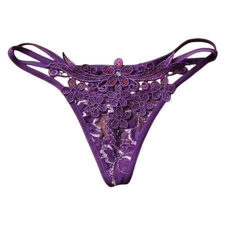 IUJSOY Ladies Underwear Panties Womens Sexy Low Waist Ultra Thin See Through Lace Thong Panties