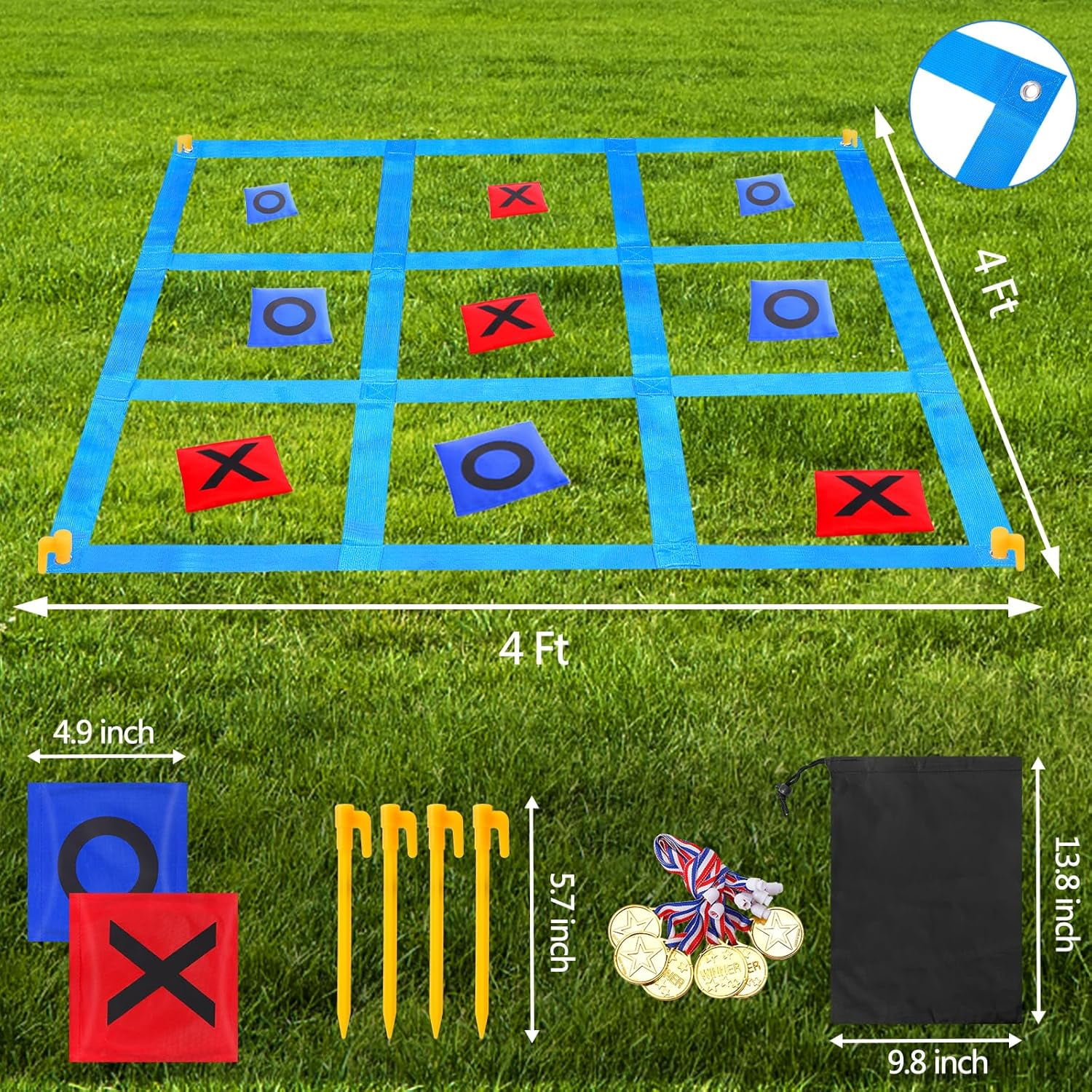 Outdoor Giant Tic Tac Toe Bean Bag Toss Games for Kids Adults Family, Large Outside Lawn Yard Backyard Carnival Field Day Game, Birthday Party Family Reunion Games Playground Fitness Equipment