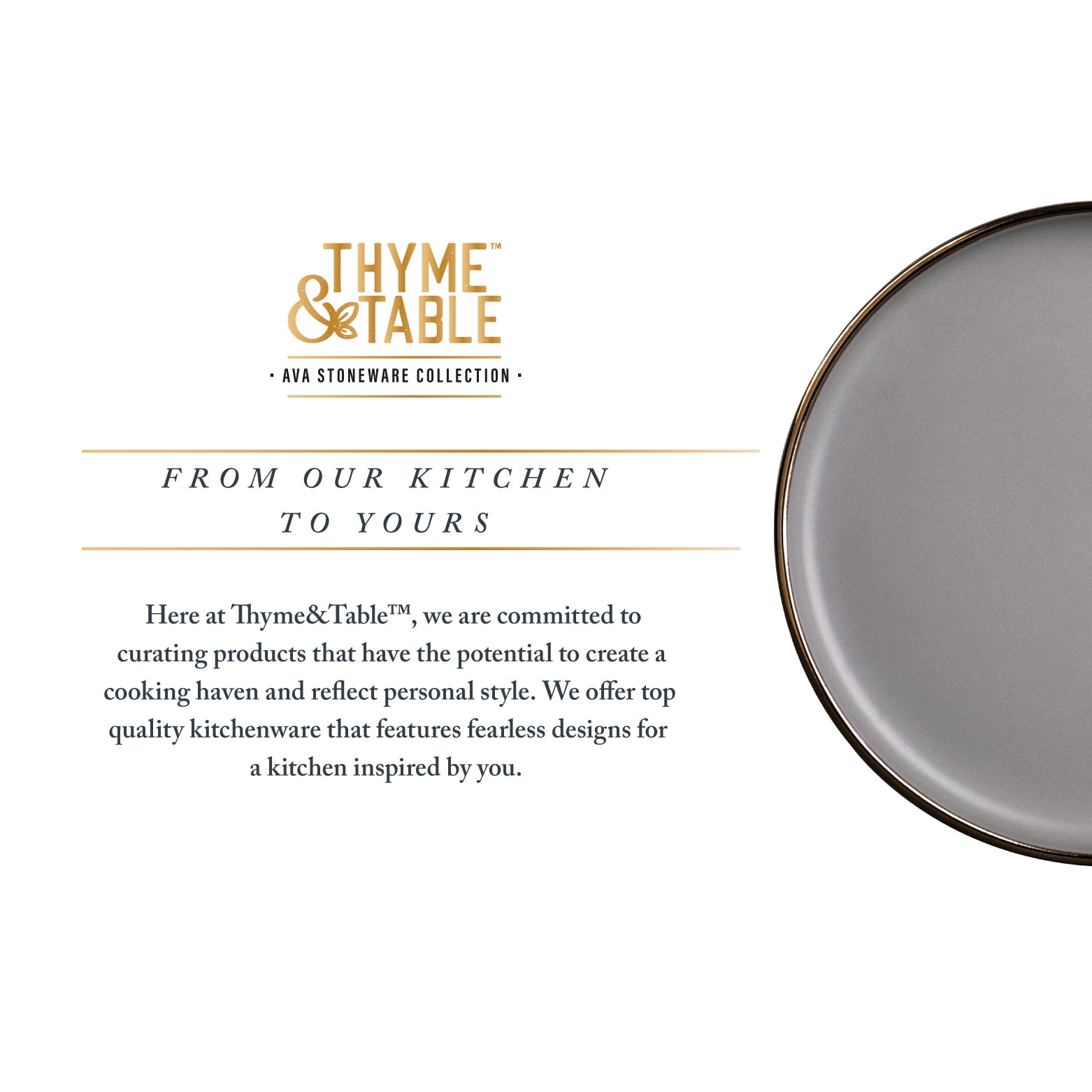 (2 pack) Thyme & Table Stoneware Ava Salad Plate, Grey