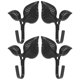 thumbnail image 4 of WSTEER - 4 ganchos de pared de hierro forjado rústico con diseño de hojas, decorativos, de metal, 4 of 7