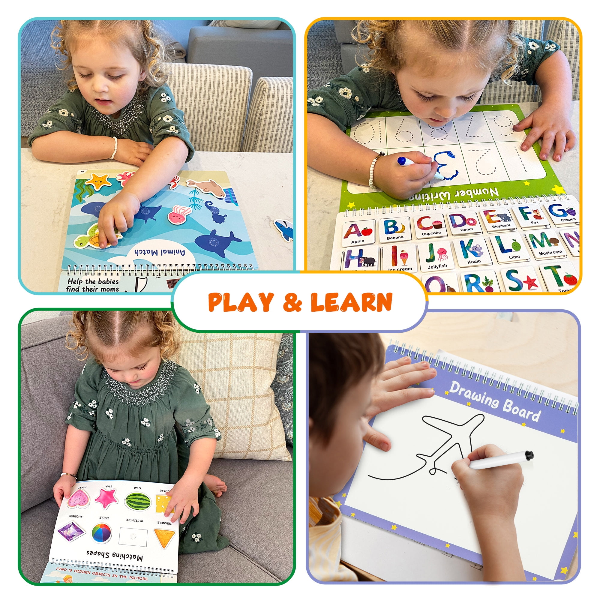 BenBen Montessori Busy Book for Toddlers 3+, Preschool Learning Activities 30 Themes for Boys Girls