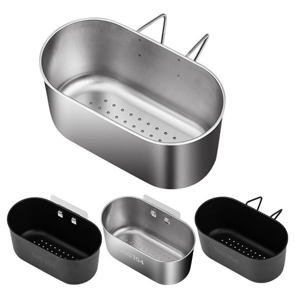 Stainless Steel Sink Drain Holder Basket Strainer For Kitchen Wash Food Fruits Black Hook YIWEI