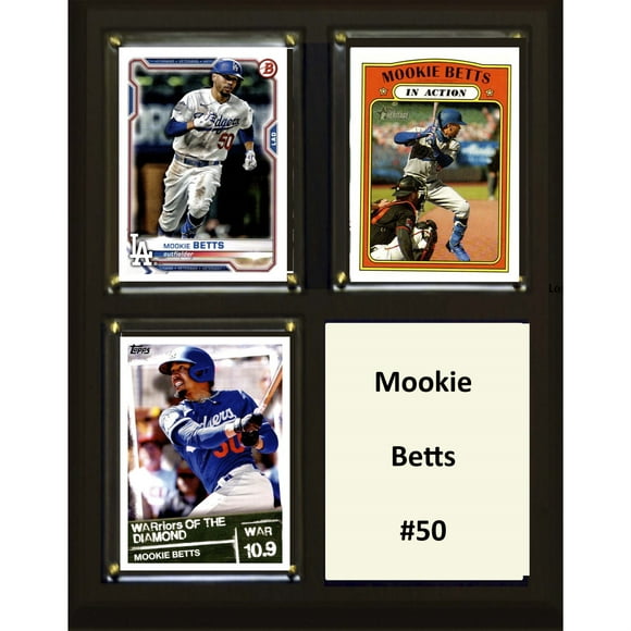 C&I Collectables 810BETTSLA3C MLB 8"X10" Mookie Betts Los Angeles Dodgers Three Card Plaque