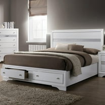 Furniture of America Laren Storage Mattress Ready Solid Wood Full Bed in White