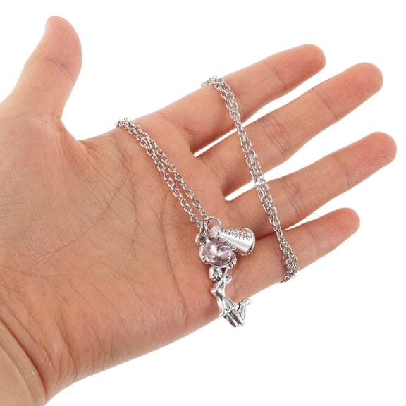 OFFIGAM Cheerleader Pendant Necklace and Keychain Set with Trumpet Charm, Sports Jewelry Gift for Fans and Athletes