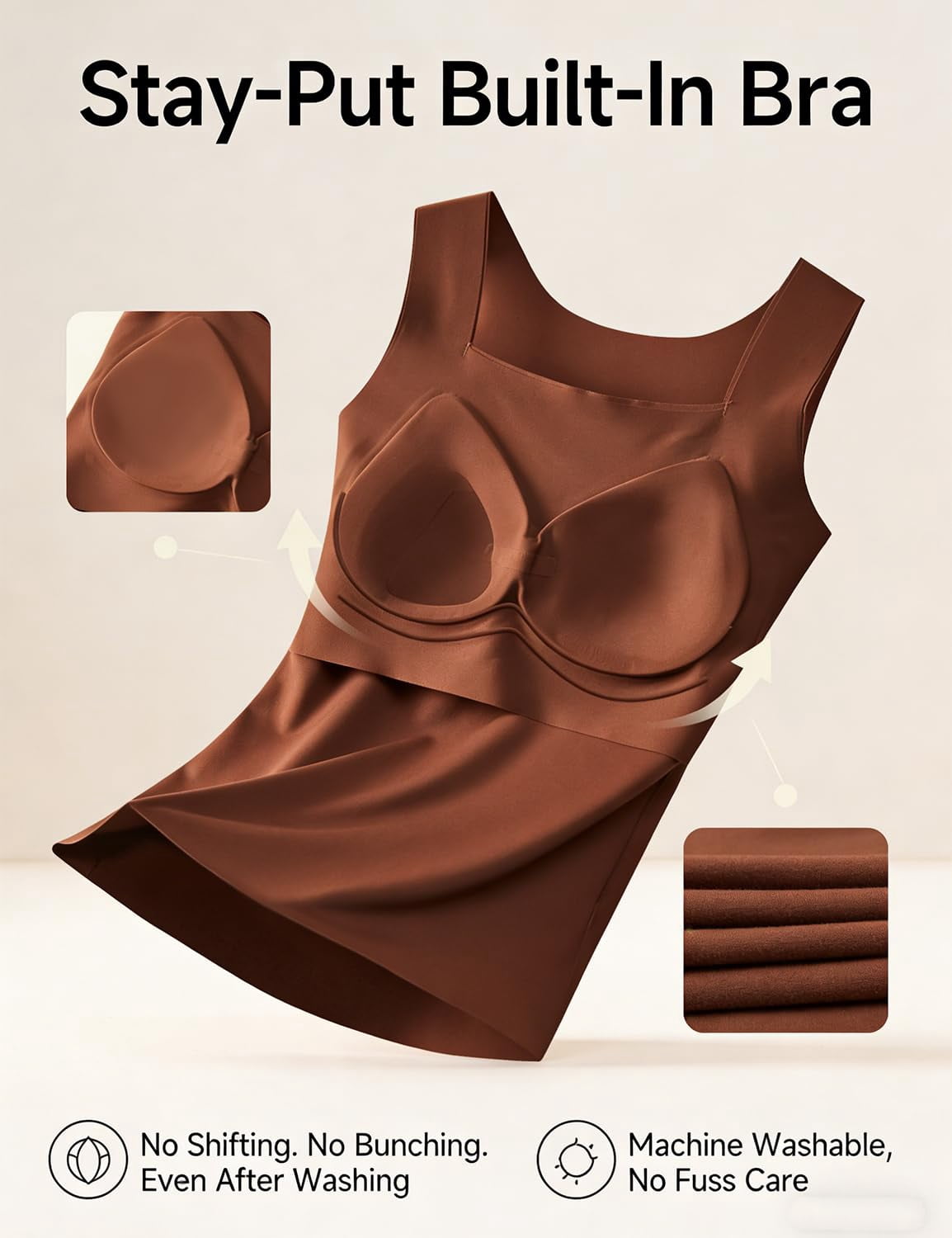 Avulea's Built in Comfort Bra Tank Tops for Women, Seamless Shaper Tank Tops No Underwire, No Tight Band, No Straps that Dig or Slip