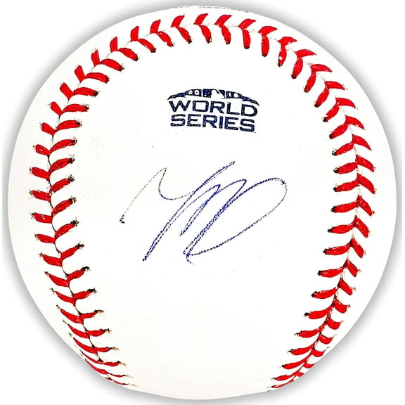 Mookie Betts Autographed Official 2018 World Series Logo MLB Baseball Boston Red Sox Beckett BAS QR 218701