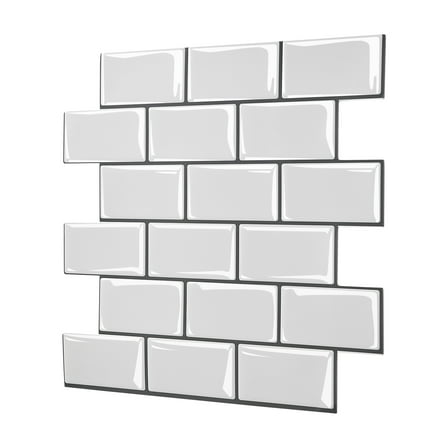 KFFKFF Self-Adhesive Backsplash Tiles, 10-Sheet Pack, 12 x 12 x 0.78 inch / 305 x 305 x 2.0 mm, Stick-On Wall Tiles for Kitchens and Bathrooms, 3D Tile Appearance