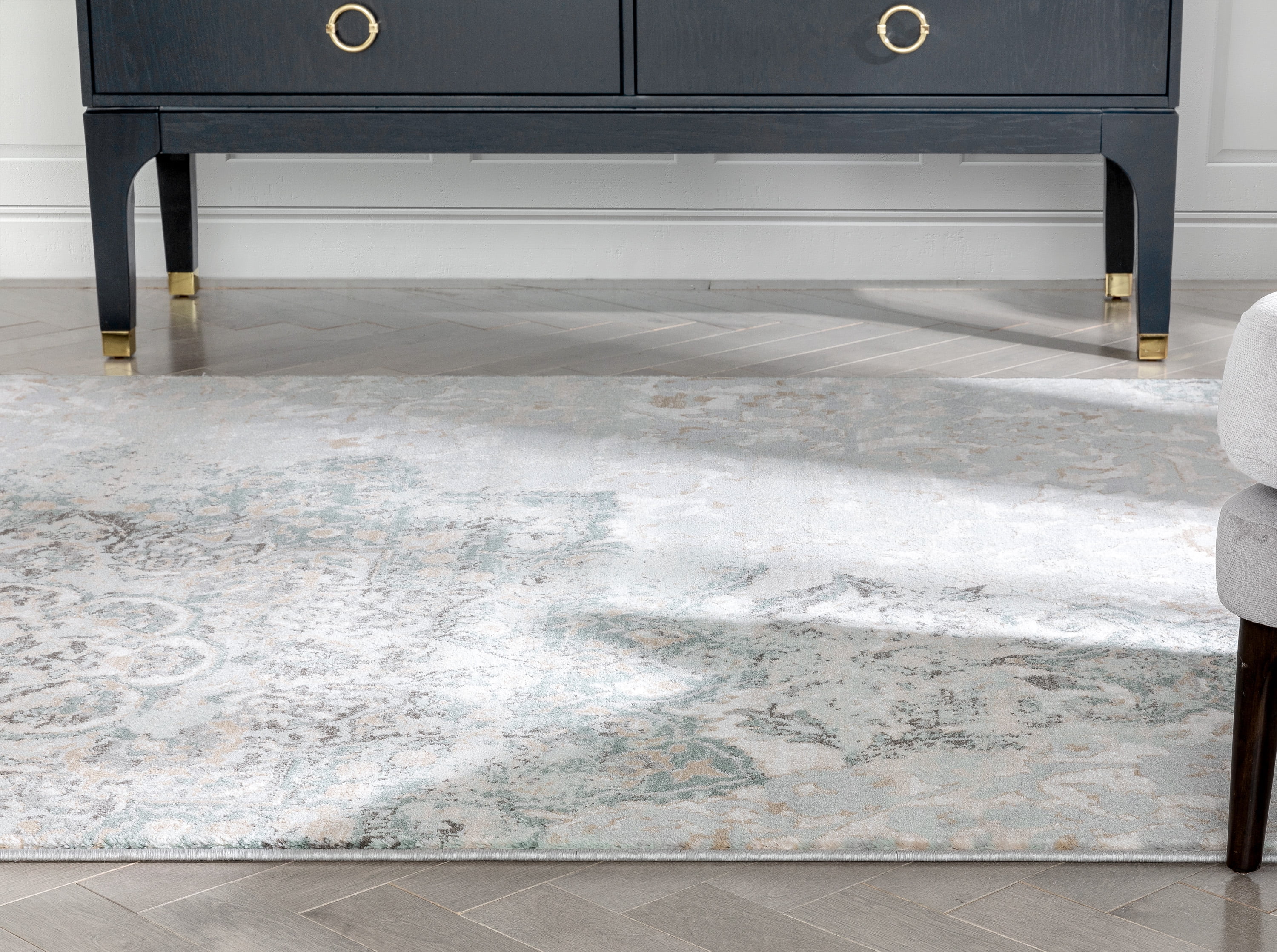 Well Woven KE-54-5 Kensington Ciato Blue Vintage Modern Medallion Oriental Area Rug - 5 ft. 3 in. x 7 ft. 3 in.