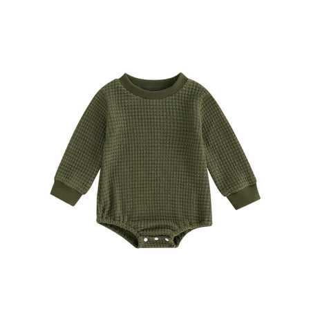 

Baby Boys Autumn Casual Jumpsuit Infant Solid Color Long Sleeve Crew Neck Romper