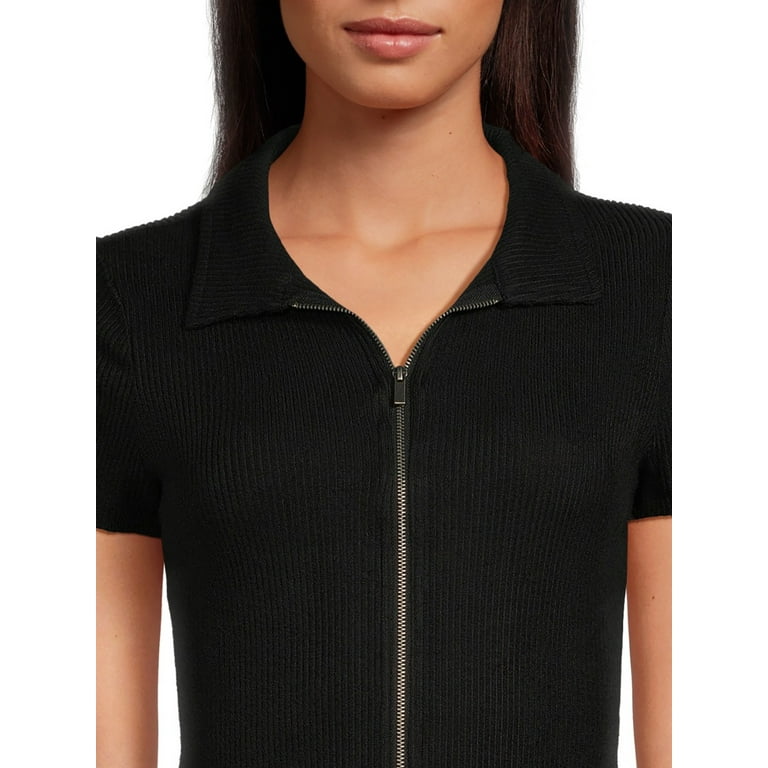 No Boundaries Juniors Double Zip Ribbed Top and Pants Set